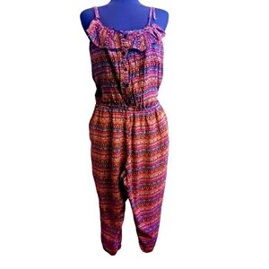 Orange Tribal Plus Size Romper with Spaghetti Straps By Toxik3 Size 2X